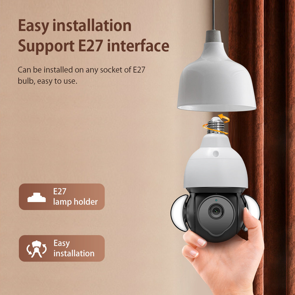 5MP Tuya Wifi Smart Light CCtv Lamp Holder e27 Socket Bulb Security Camera